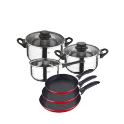 San Ignacio Batería de Cocina 3 Ollas + 3 Sartenes de Aluminio 16/20/24cm