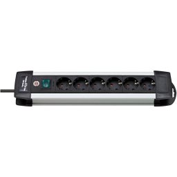 Brennenstuhl Premium-Alu-Line Regleta de Enchufes con 6 Tomas de Corriente 3m Plateado/Negro