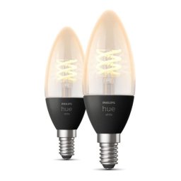 Philips Hue White Pack 2 Bombillas LED Inteligentes Vela Filamento 4.5W E14 Luz Blanca Cálida