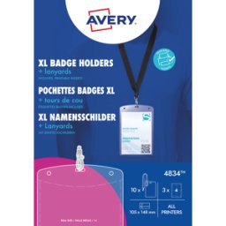 AVERY ZWECKFORM AVZ 4834 - Placa de nombre, 105x148 mm, lanyard, con placas de inserci&oacu