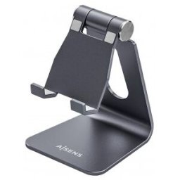 Aisens Soporte De Sobremesa Tamaño M Ajustable (1 Pivote) Para Movil / Tablet, Gris