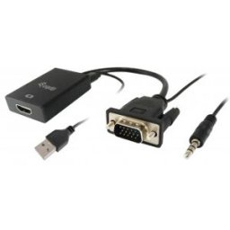 Equip 119038 adaptador de cable de vídeo 0,2 m VGA (D-Sub) + 3,5mm DVI-D + USB Negro