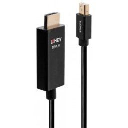 Lindy 40922 adaptador de cable de vídeo 2 m Mini DisplayPort HDMI tipo A (Estándar) Negro