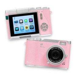 Cámara Compacta Karawan 48MP 4K Autofocus Flash Pantalla Giratoria Rosa