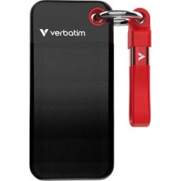 Disco Duro Verbatim Pocket SSD 0,13TB USB-C 1000MB/s rojo y negro