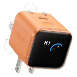Cargador Anker Nano 45W USB-C carga rápida con pantalla inteligente naranja