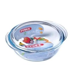 Pyrex Classic Cazuela Redonda De Vidrio Borosilicato 2,1 L Con Tapa, 20 Cm. Resistente Al Calor -40 °c A 350 °c, Asas Ergonómicas, Apta Para Horno Microondas Y Lavavajillas