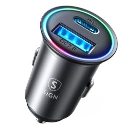 Cargador De Coche Sign Mini Metal De 60 W, Con Usb-c Y Usb-a