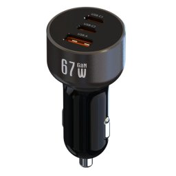 Cargador De Coche Nextbatt De 65 W Con 2 Puertos Usb-c Y 1 Puerto Usb-a - Negro/gris