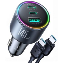 Cargador Para Coche Sign De 145 W Con 2 Puertos Usb-c Y 1 Puerto Usb-a - Pd Y Qc3.0