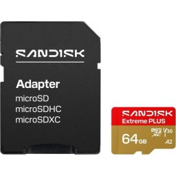 Tarjeta microSDXC SanDisk Extreme Plus 64GB UHS-I V30 A2 con adaptador