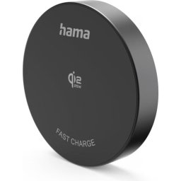 Cargador inalámbrico Hama Qi 25W magnético con soporte y superficie metálica negra