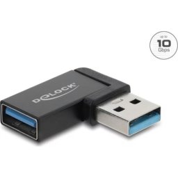 Adaptador USB Delock USB-A macho a USB-A hembra 3.2 Gen 2 10 Gbps Angulado