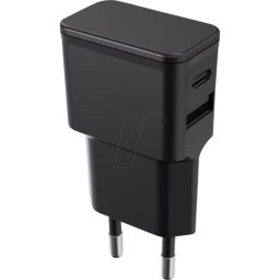 Cargador USB fontastic 2 Puertos 12W USB-A/USB-C Negro