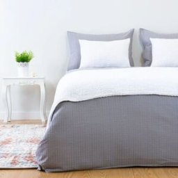 Casa da Laura Funda nórdica rayas 100% algodón gris cama 135/150 cm (240 x 220 cm