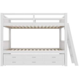 ComfortXL Litera casa con cama extraíble 3 cajones blanca 90x200 cm