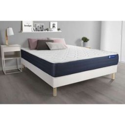 Actisom Somier blanco + colchón con espuma viscoelástica 120 x 195