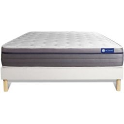 Actisom Somier blanco + colchón con espuma viscoelástica 160 x 195
