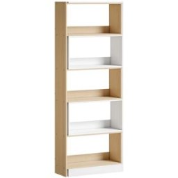 Homcom Estantería para libros 111.5x23.8x163.7 cm madera natural y blanco