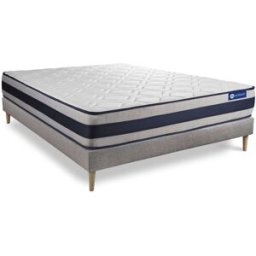 Actisom Somier gris + colchón con espuma viscoelástica 130 x 190