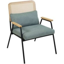 Oviala Sillón relax en acero ratán sintético y tejido verde