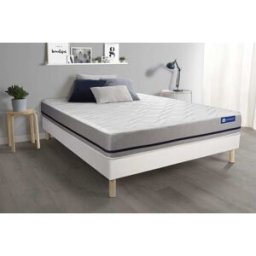 Actisom Somier blanco + colchón con espuma viscoelástica 120 x 195
