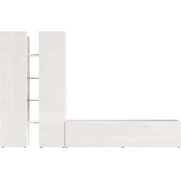 Whous Conjunto de muebles de salón 260 cm efecto madera color blanco brillo