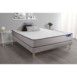 Actisom Somier gris + colchón con espuma viscoelástica 120 x 195