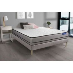Actisom Somier gris + colchón con espuma viscoelástica 120 x 195