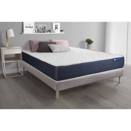 Actisom Somier gris + colchón con espuma viscoelástica 120 x 195