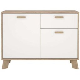 ebuy24 Aparador ikast 2 puertas, 1 cajón decoración roble, blanco