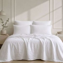 Febronie Juego de cama (65x65) lino blanco 260x240