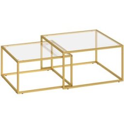 Homcom Mesas nido 75x75x42 cm oro