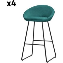 ML-Design Set de 4 Taburetes de bar altos con funda de tela turquesa oscuro 75cm