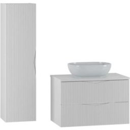 Petits meubles Conjunto mueble lavabo individual paneles de melamina y mdf blanco