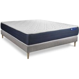 Actisom Somier gris + colchón con espuma viscoelástica 160 x 190