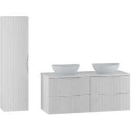 Petits meubles Conjunto mueble doble lavabo 120cm paneles de melamina y mdf blanco