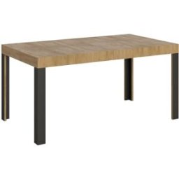 Itamoby Mesa extensible 80x160/244 cm efecto madera roble natural, hierro