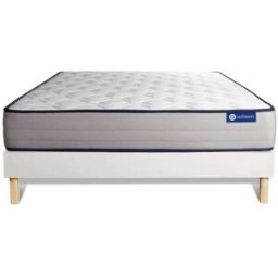 Actisom Somier blanco + colchón con espuma viscoelástica 150 x 195