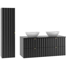 Petits meubles Conjunto de muebles con doble lavabo paneles de melamina y mdf negro