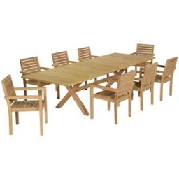 TECK Attitude Conjunto de muebles de jardín de teca maciza 8 plazas
