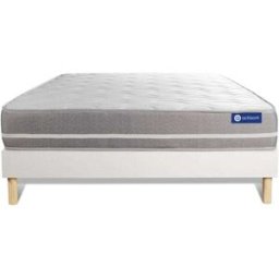 Actisom Somier blanco + colchón con látex y espuma viscoelástica 160 x 195