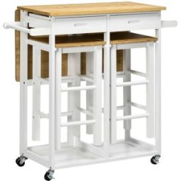 Homcom Conjunto de bar 86x75.5x83.5 cm natural y blanco