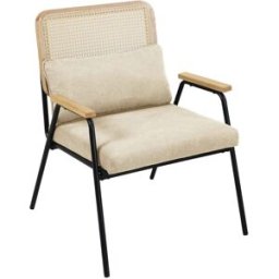 Oviala Sillón relax en acero ratán sintético y tejido crudo