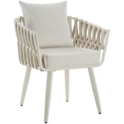 Tectake Silla con diseño de cuerda, fundas lavables, 62,5 x 65,5 x 75 cm beige