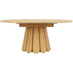 Urban Meuble Mesa de comedor redonda extensible de madera clara para 6 personas