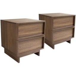 Box & beyond Juego de 2 mesitas de noche con efecto madera oscura, 4