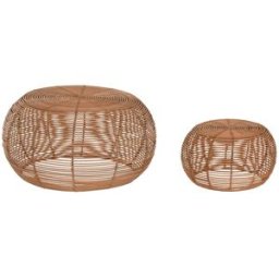NIYLO Conjunto de 2 mesas de centro de ratán natural 60x60x30 cm
