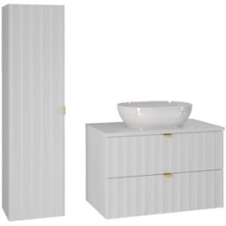 Petits meubles Conjunto de muebles con lavabo paneles de melamina y mdf blanco