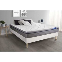 Actisom Somier blanco + colchón con espuma viscoelástica 120 x 195